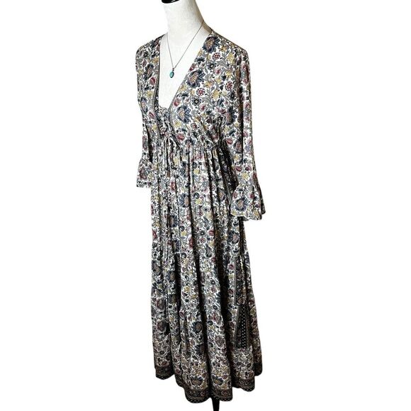 Chaudry Boho Floral Maxi Dress M | Cottagecore Fairycore Peasant Renaissance - Picture 3 of 10